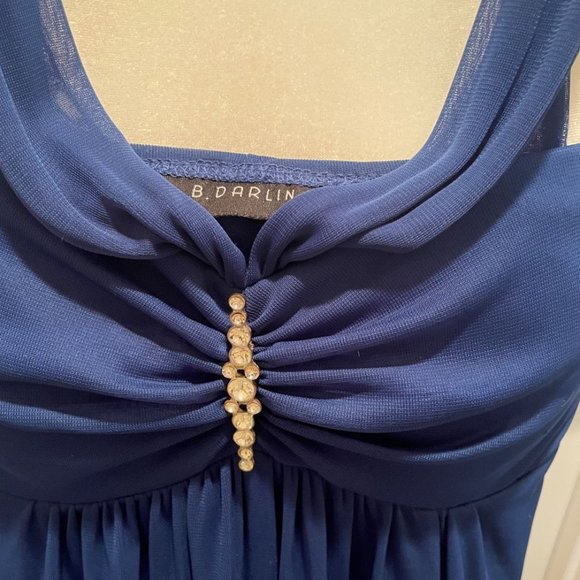B. Darlin Sapphire Blue Party Dress Chiffon & Synthetic Size M Fits Like Size 6 - Picture 4 of 7